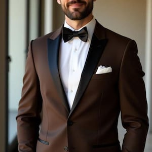 Brown Slim Fit Tuxedo: Peak Lapel Two-Piece Suit