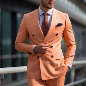 Peach Suit For Men, Two Piece Suit, Slim Fit Suit, Groom And Groomsmen Suit For Wedding, Tailored Suit, Prom Wear, bespoke for Men