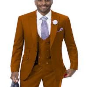 Men's 3-Piece Mustard Yellow Slim Fit Suit perfect for Weddings, Parties, Groom, Groomsmen, Prom, Events