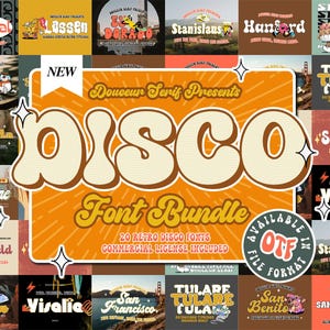 Disco Font Bundle, Modern Retro Fonts, Stylistic Font, Wavy Fonts ...