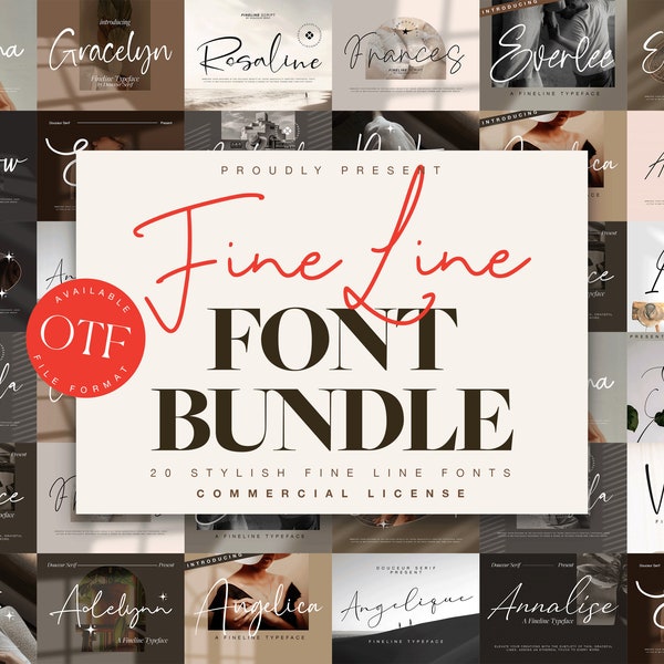 Fine Line Font Bundle, Signature Font, Logo Fonts, Wedding Fonts, Cricut Fonts, Procreate Fonts, Canva Fonts, Invitation Fonts, New OTF Font