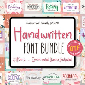 Handschriftliche Schriftarten-Bundle, handgeschriebene Schriftarten, Studie, Goodnotes, Notizen machen, Sans Serif, süße Schriftarten, Girly Schriftarten, sprudelnde Schriftarten, OTF Font Pack