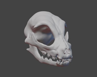 Cat Skull STL File - 3D Print Model - Gothic & Halloween Decor, Anatomy Model, Desk Display (Digital Download)