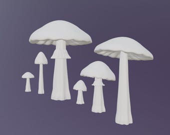 6 Pack Mushroom STL Files – Fantasy Decor, Tabletop Gaming Fungi (Digital Download)