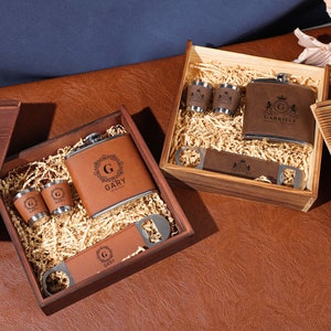 Personalized Groomsmen Gift, Proposal Flask Gift Box Set, Best Man Gift, Bottle Opener and Flask in Groomsman Gift Box, Groom Gift, Dad Gift
