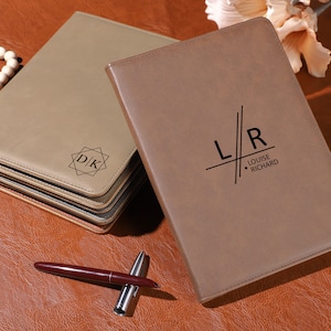 Personalized Leather Portfolio, Custom Business Portfolio, Refillable Notebook, Graduation Gift, Handmade Portfolio, Company Gifts with Logo