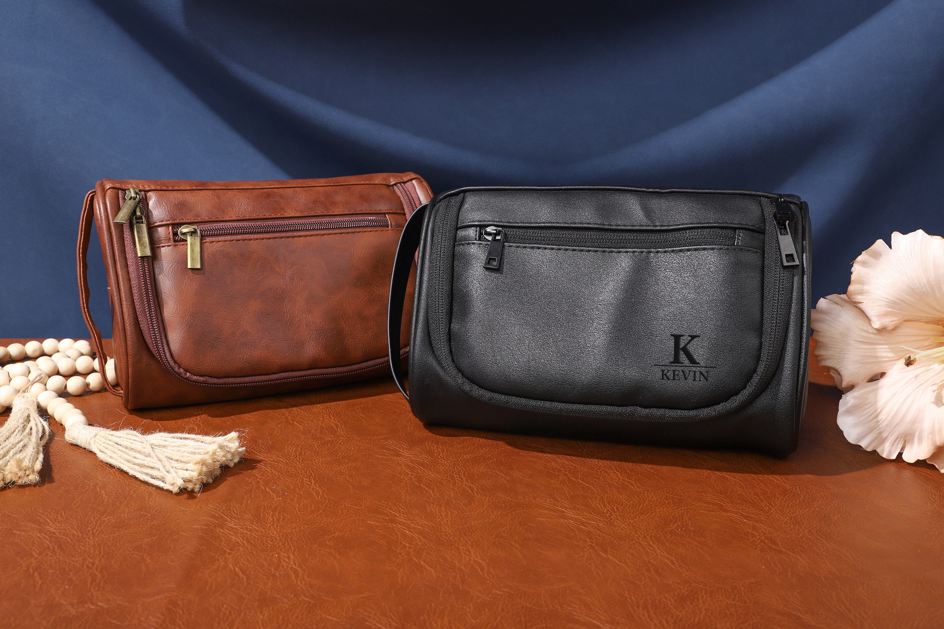 Personalized Leather Dopp Kit Bag, Men Leather Toiletry Bag, Hanging Wash Bag, Gift for Dad ...
