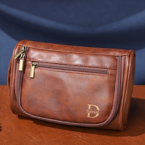 Sac de kit Dopp en cuir personnalisé, sac de toilette en cuir pour hommes, sac de lavage suspendu, cadeau pour papa, cadeau de marié, cadeau de mariage, meilleur cadeau pour lui