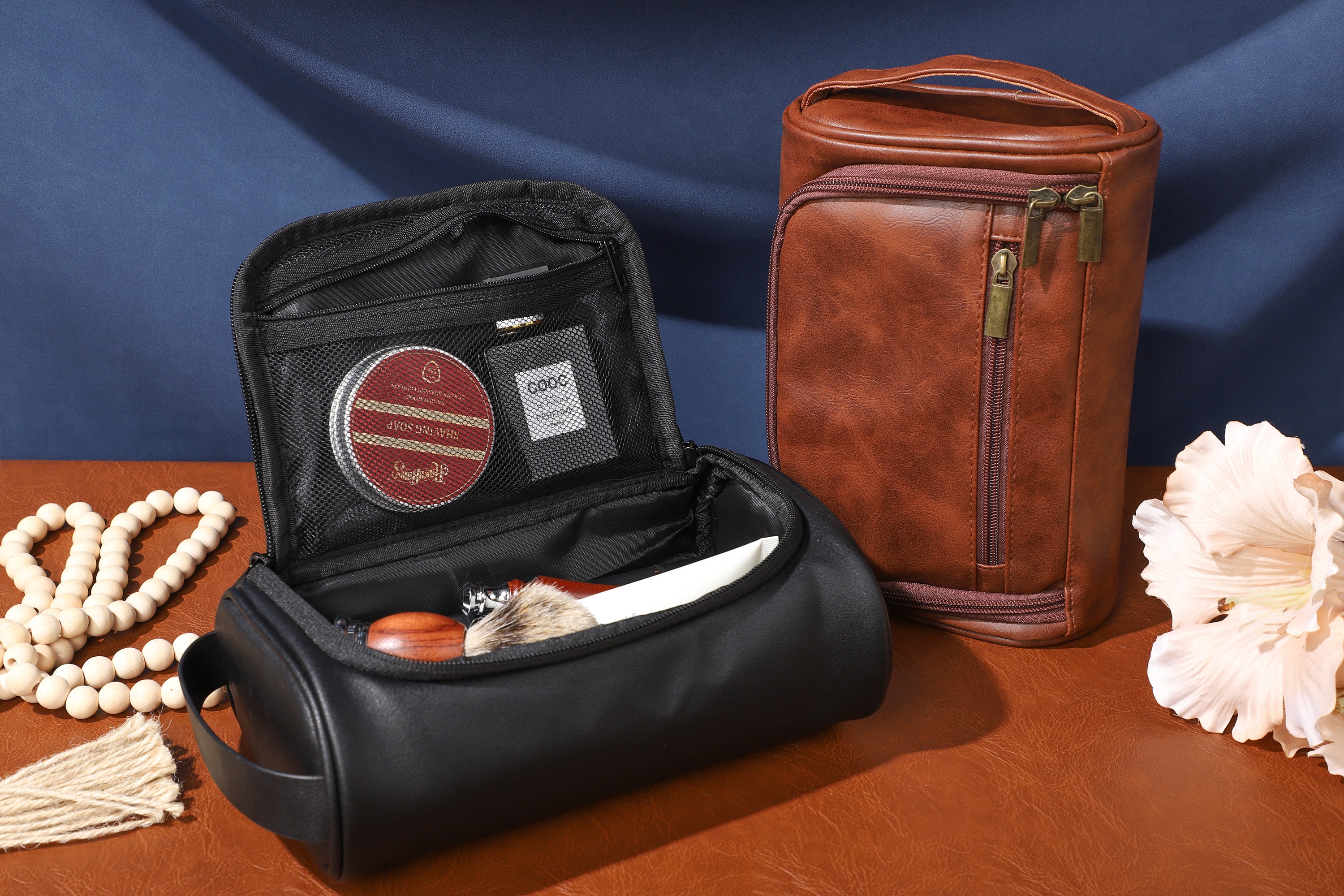 Personalized Leather Dopp Kit Bag, Men Leather Toiletry Bag, Hanging Wash Bag, Gift for Dad ...