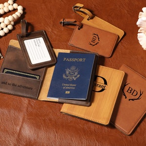 Personalized Leather Passport Cover, Leather Passport Holder with Luggage tag, Passport Case, Passport Wallet, Wanderlust Gift,Traveler Gift