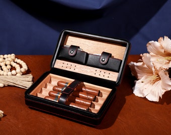 Personalized Cigar Bag, Wedding Groomsmen Husband Cigar Set, Custom Cigar Box, Gift for man,Father's Day, Husband Cigar Case, Luxury Cigar