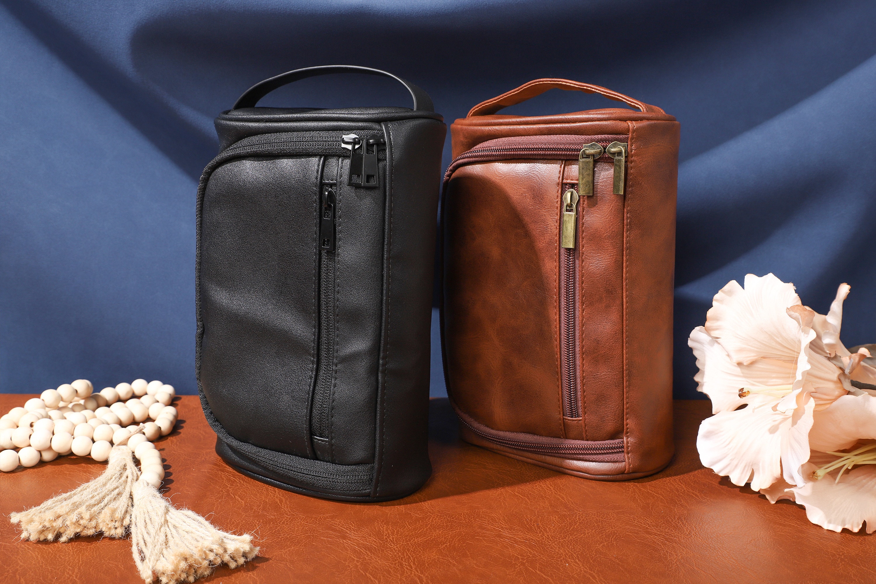 Personalized Leather Dopp Kit Bag, Men Leather Toiletry Bag, Hanging Wash Bag, Gift for Dad ...