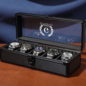 Personalized Watch Box for Men, Luxury Watch Case, Watch Display Organizer, Custom Mens Watch Storage, Christmas Gift, Anniversary Gift