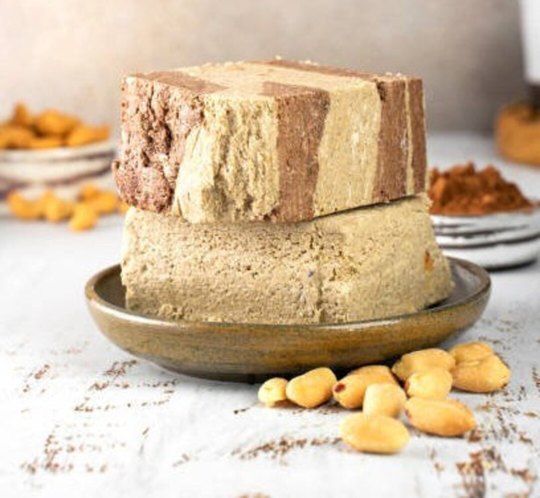 Plain Halva, Traditional Tahini Halva. Halva Dessert, Turkish Halva