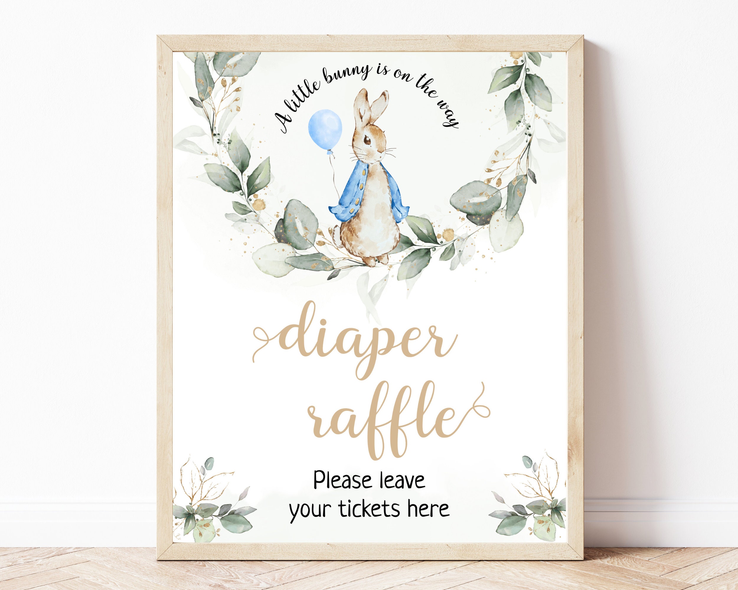 Peter Rabbit Diaper Raffle Sign Peter Rabbit Baby Shower Diaper Raffle Sign, Editable Flopsy Bunny ...