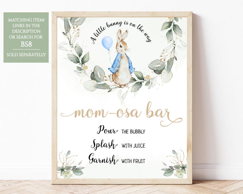 Peter Rabbit Baby Shower Party Signs Bundle Editable Flopsy Bunny Baby ...