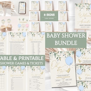 Klassisches Winnie the Pooh Baby Shower Bundle bearbeitbare Vintage Pooh Bär Partydekorationen druckbare benutzerdefinierte Babypartyschilder, Spiele, lädt ein
