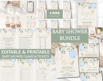 Classic Winnie the Pooh Baby Shower Bundle, Vintage Pooh Bear Baby Shower Decorations, Editable Template, Neutral Baby Shower Set