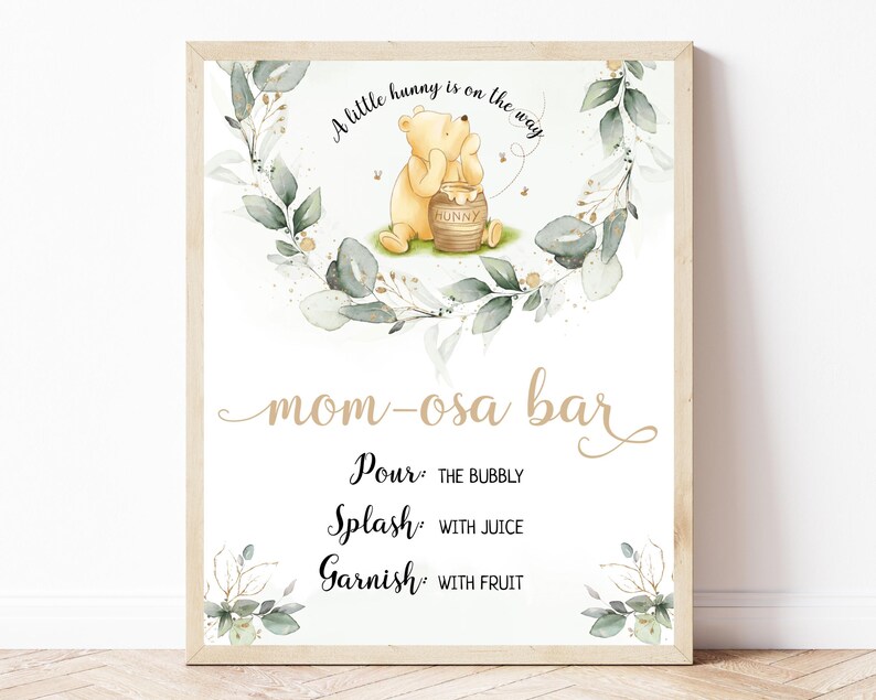 Editable Winnie the Pooh Signs Classic Winnie the Pooh Bear Baby Shower ...
