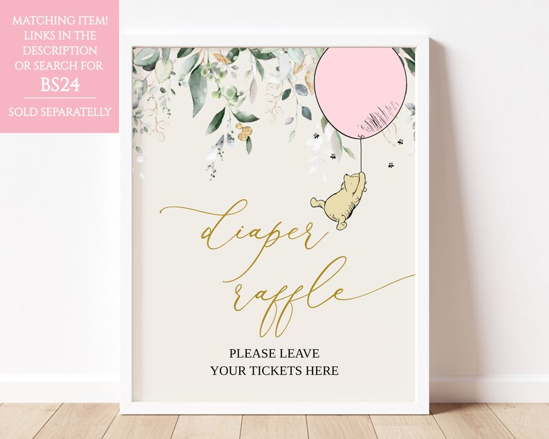 Classic Winnie the Pooh Baby Shower Guest Book Sign Template Editable