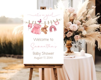 Letrero de bienvenida para baby shower de niña estilo bohemio / Cartel de bienvenida para niña / Baby shower de niña estilo bohemio / Descarga instantánea / BS41