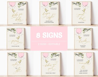 Editable Winnie the Pooh Signs Printable Classic Winnie the Pooh Bear Baby Shower Signs Bundle Vintage Decorations Table Decor Instant, BS13