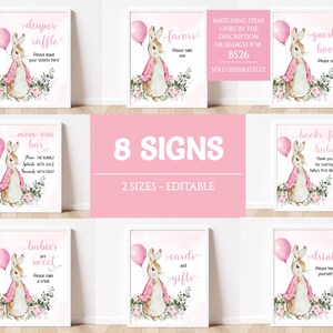 Peter Rabbit Baby Shower Favors Sign Template, Bunny Baby Shower Party ...