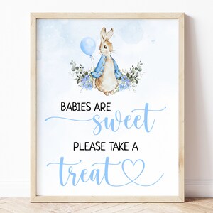 Peter Rabbit Baby Shower Babies are Sweet Sign, Editable Templates, Rustic Bunny, Shower Decor, Boy Party Printable, Instant Download, BS10