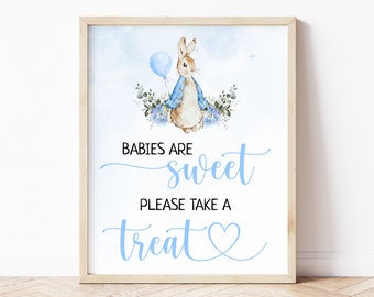 Peter Rabbit Baby Shower Babies are Sweet Sign, Editable Templates, Rustic Bunny, Shower Decor, Boy Party Printable, Instant Download, BS10