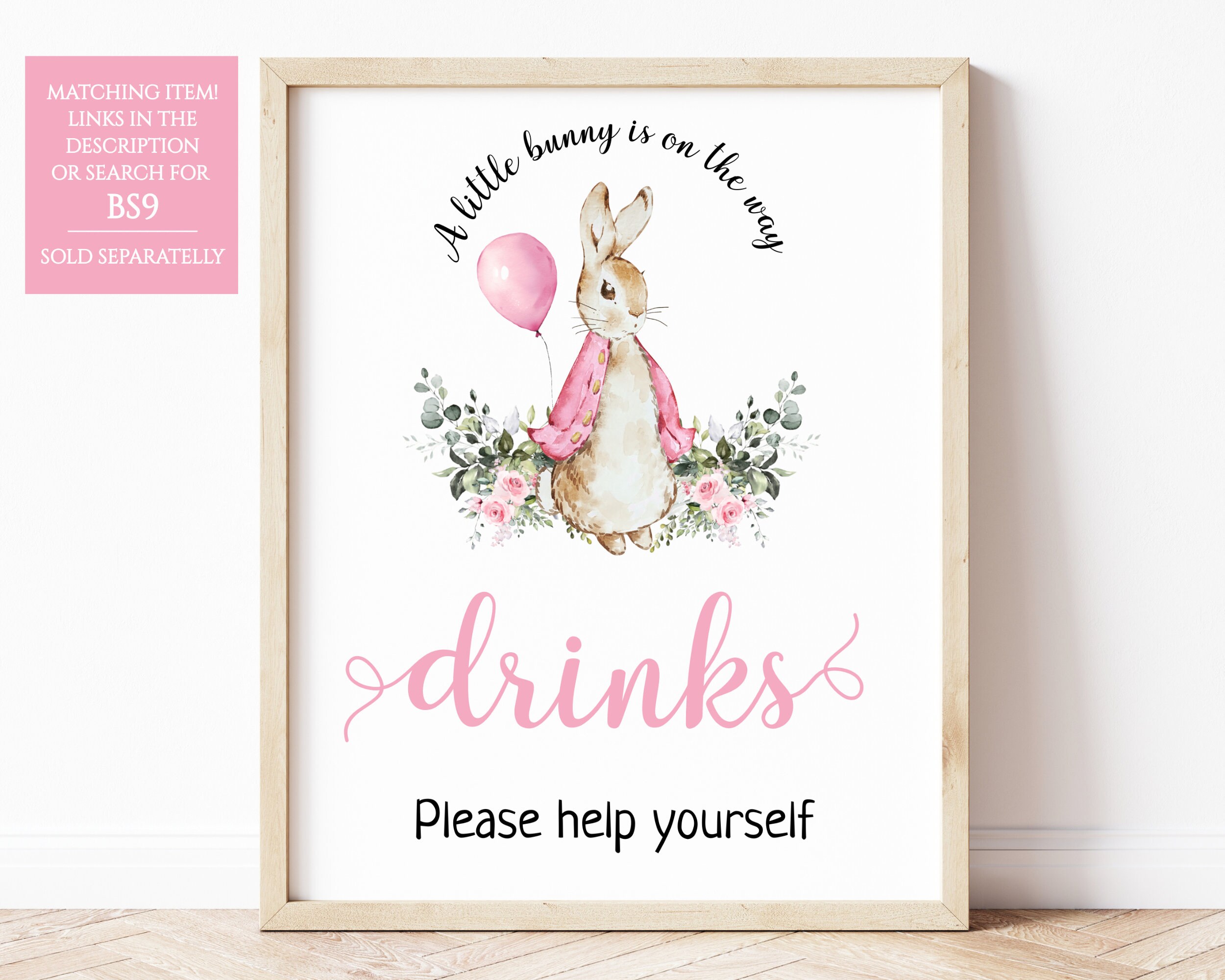 Peta Leaping Rabbit Raffle Peter Rabbit Girl Baby Shower Diaper Raffle Sign, Raffel Sign, Editable ...