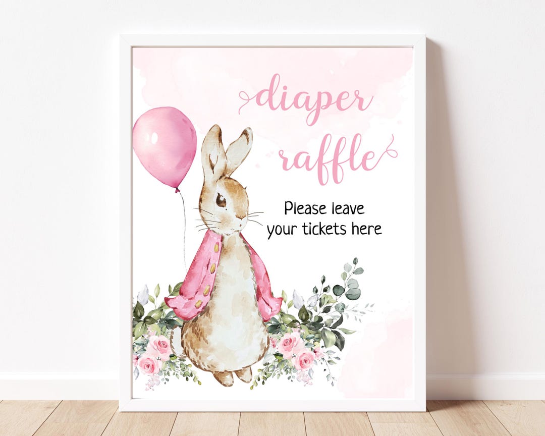 Peter Rabbit Diaper Raffle Sign Peter Rabbit Baby Shower Diaper Raffle Sign, Flopsy Bunny Diaper Raffle ...