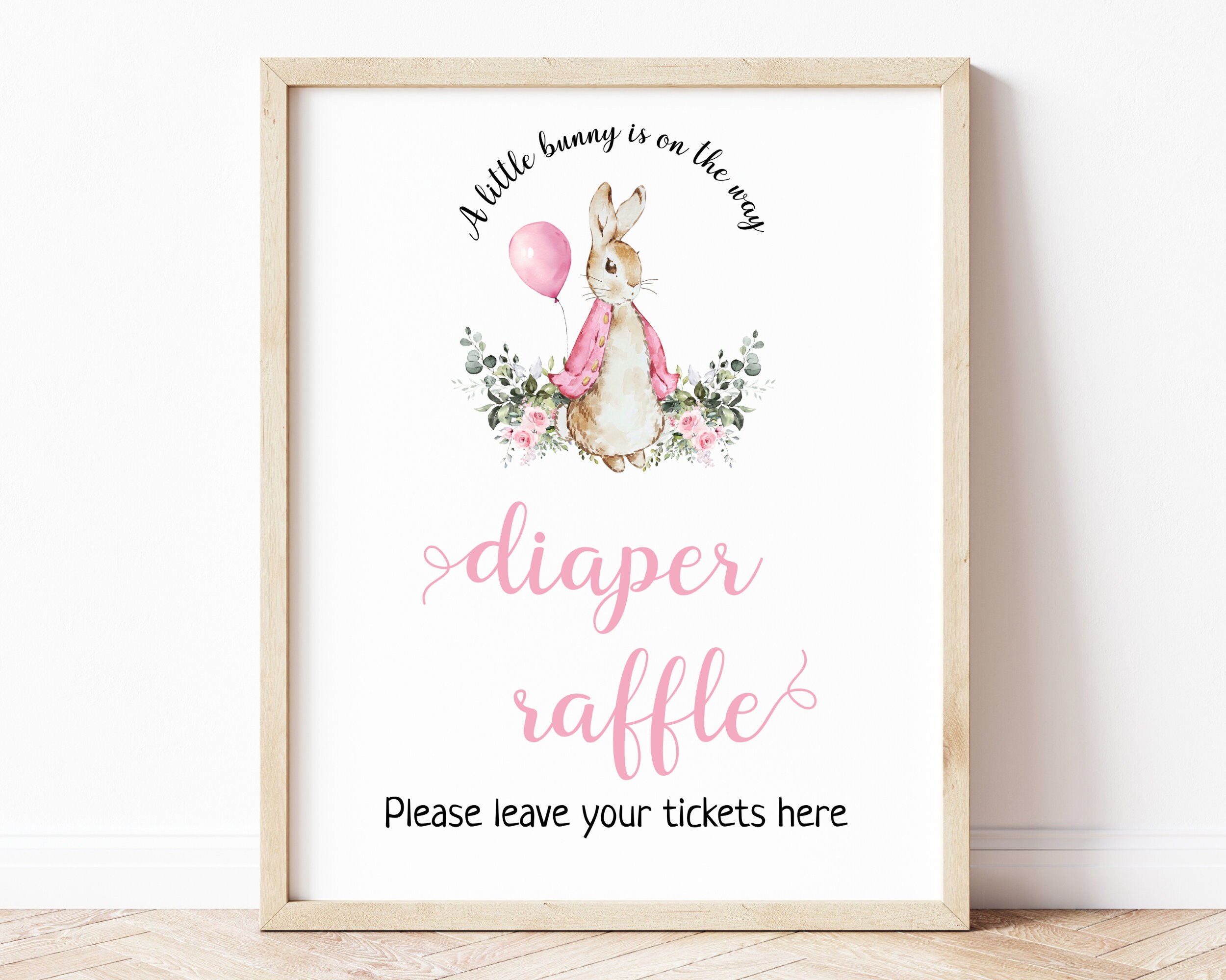 Peter Rabbit Diaper Raffle Sign Peter Rabbit Girl Baby Shower Diaper Raffle Sign, Raffel Sign, Editable ...