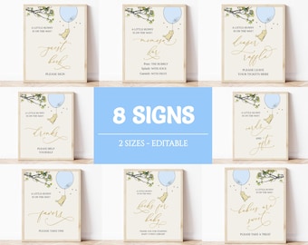 Editable Winnie the Pooh Signs Classic Winnie the Pooh Bear Baby Shower Signs Bundle Decorations Vintage Table Decor Printable Instant, BS12