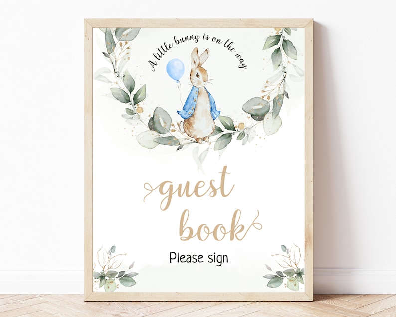 Peter Rabbit Baby Shower Guest Book Sign, Guestbook Sign, Editable ...