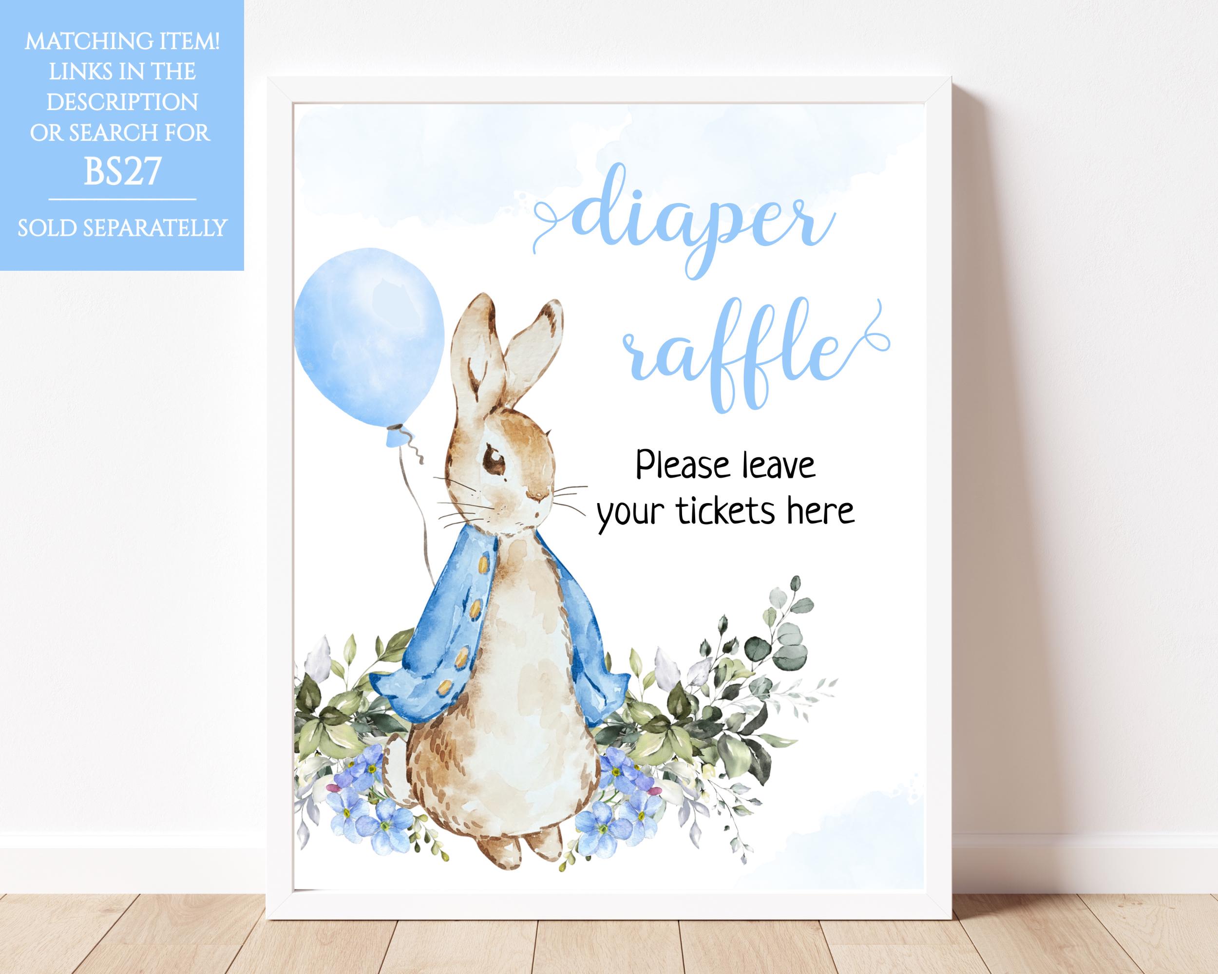 Peter Rabbit Restroom Sign Peter Rabbit Baby Shower Sign Bundle Editable Blue Balloon Boy ...