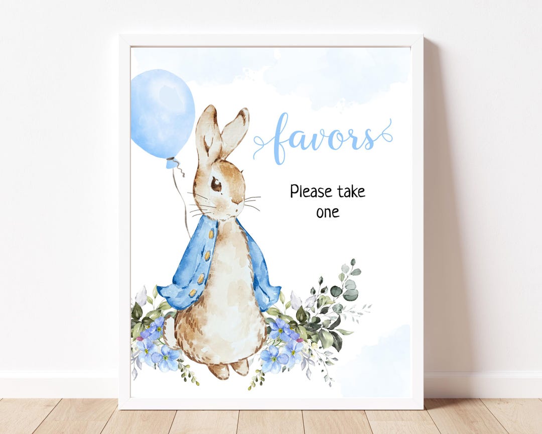 Peter Rabbit Baby Shower Favors Sign Template Bunny Baby Shower Party ...