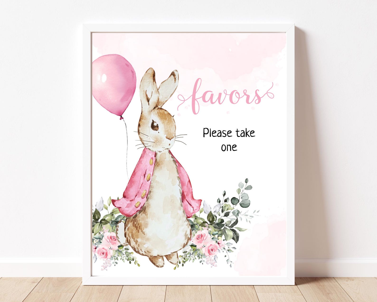 Peter Rabbit Baby Shower Favors Sign Template, Bunny Baby Shower Party ...