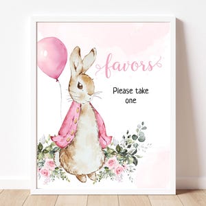 Peter Rabbit Baby Shower Favors Sign Template, Bunny Baby Shower Party ...