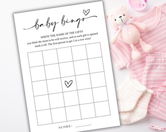 Tarjeta de Bingo Boho para Bebés / Juego para Baby Shower / Bingo para Bebés Imprimible / Juegos para Baby Shower de Género Neutral / Bingo Minimalista para Bebés