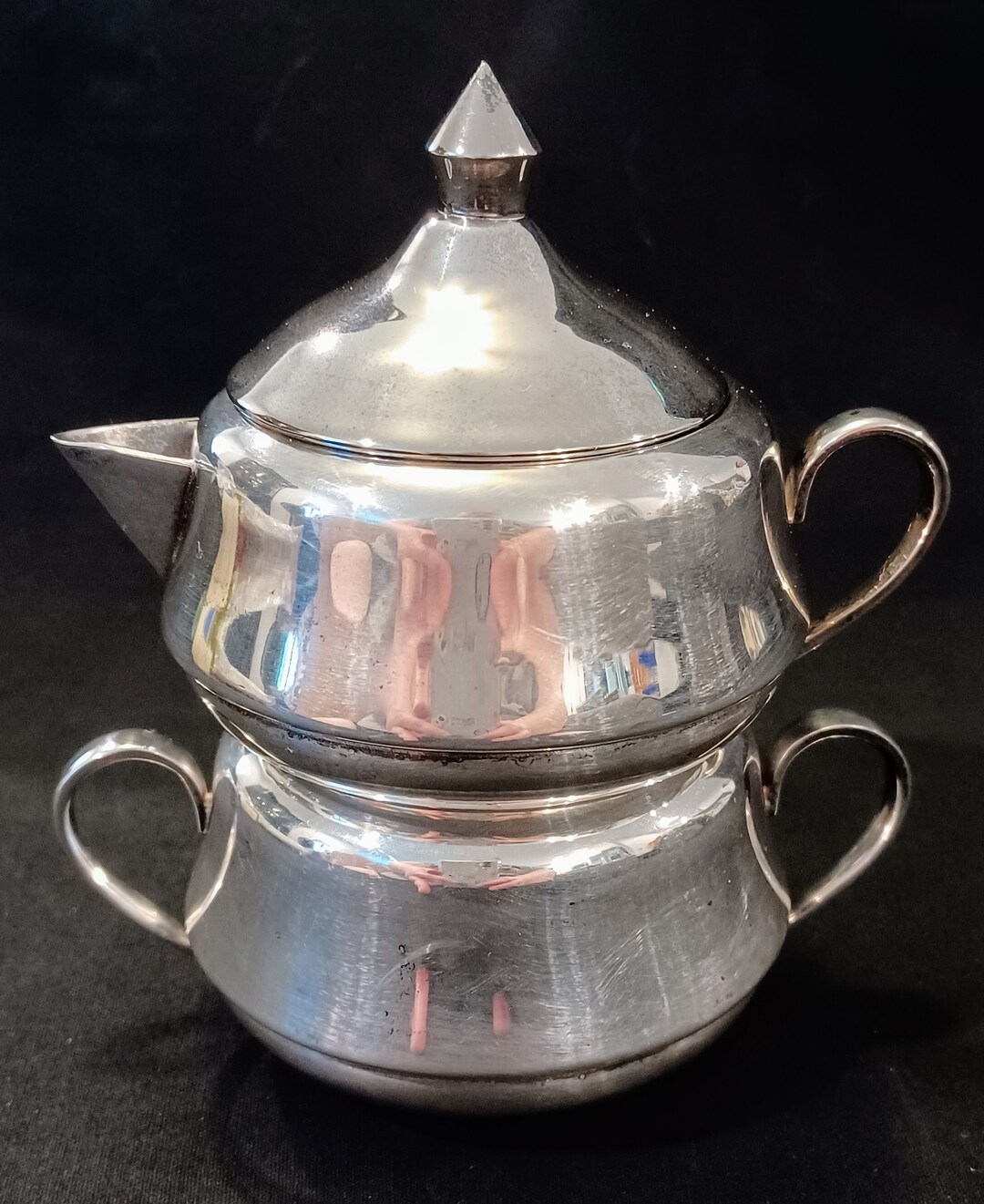Silverplate Stackable Cream & Sugar Set by Pottery Barn Etsy