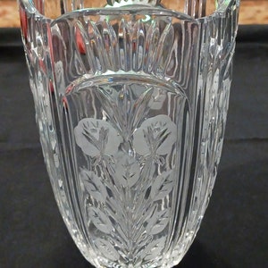 Crystal Floral Design Vase Art Deco Style