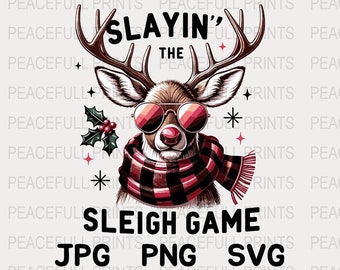 Reindeer slaying the sleigh christmas humour 300DPI PNG/SVG Vector - Instant Download