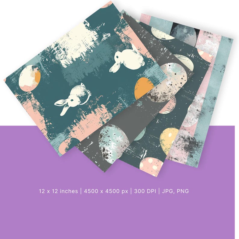 Easter Digital Paper Pack: Bunny & Egg Seamless Patterns (digital ...