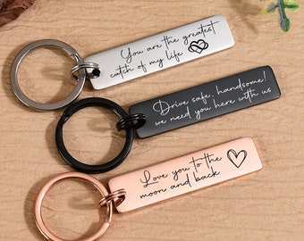 Drive Safe Keychain for Boyfriend,Custom Engraved Metal Key Chain,Personalized Gifts for Him,Stainless Steel,Rose Gold Silver Black Color