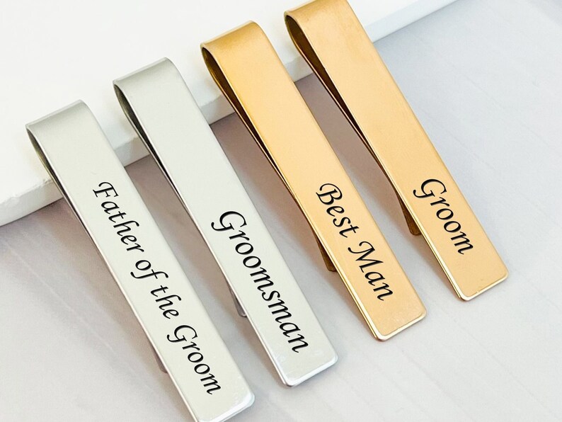 Personalized Tie Clips Custom Groomsmen Tie Clips Gold Tie Etsy