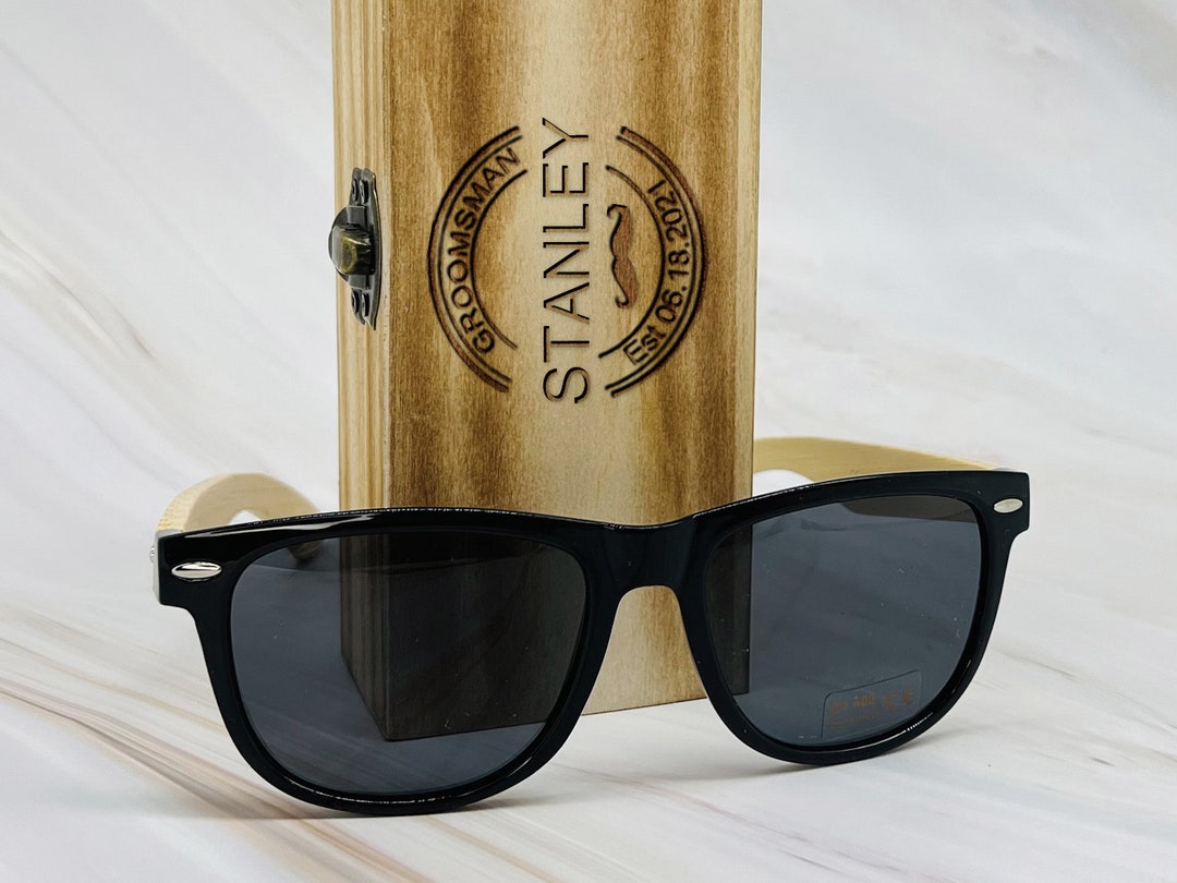 Laser Engraved Sunglasses With Wooden Box,personalized Men's Sunglasses