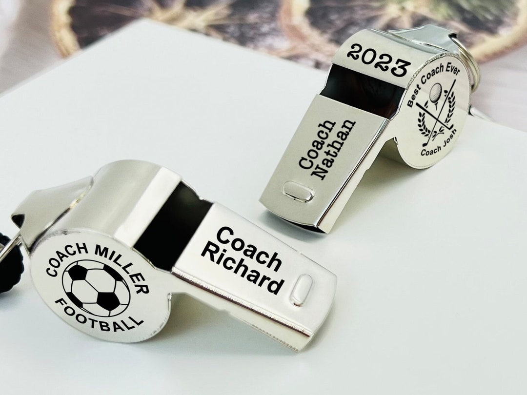 Custom Engraved Coaches Whistle Lanyard Stainless Team Football