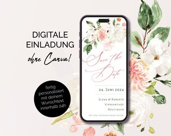 Digitale Save the Date-kaart | Bruiloft | Bruiloft uitnodiging | bruiloft | Uitnodiging | Gepersonaliseerd | E-kaart | Stuur via WhatsApp