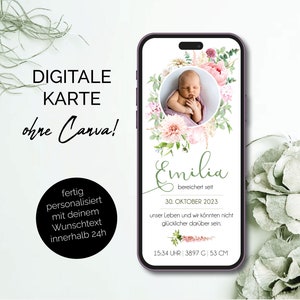annuncio di nascita digitale personalizzato | annuncio nascita digitale via Whatsapp, floreale | annuncio di nascita digitale