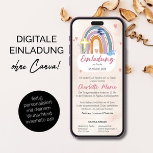 personalisierte Taufeinladung digital | digitale Taufeinladung per Whatsapp, Regenbogen | digitale Einladung zur Taufe | Regenbogen |